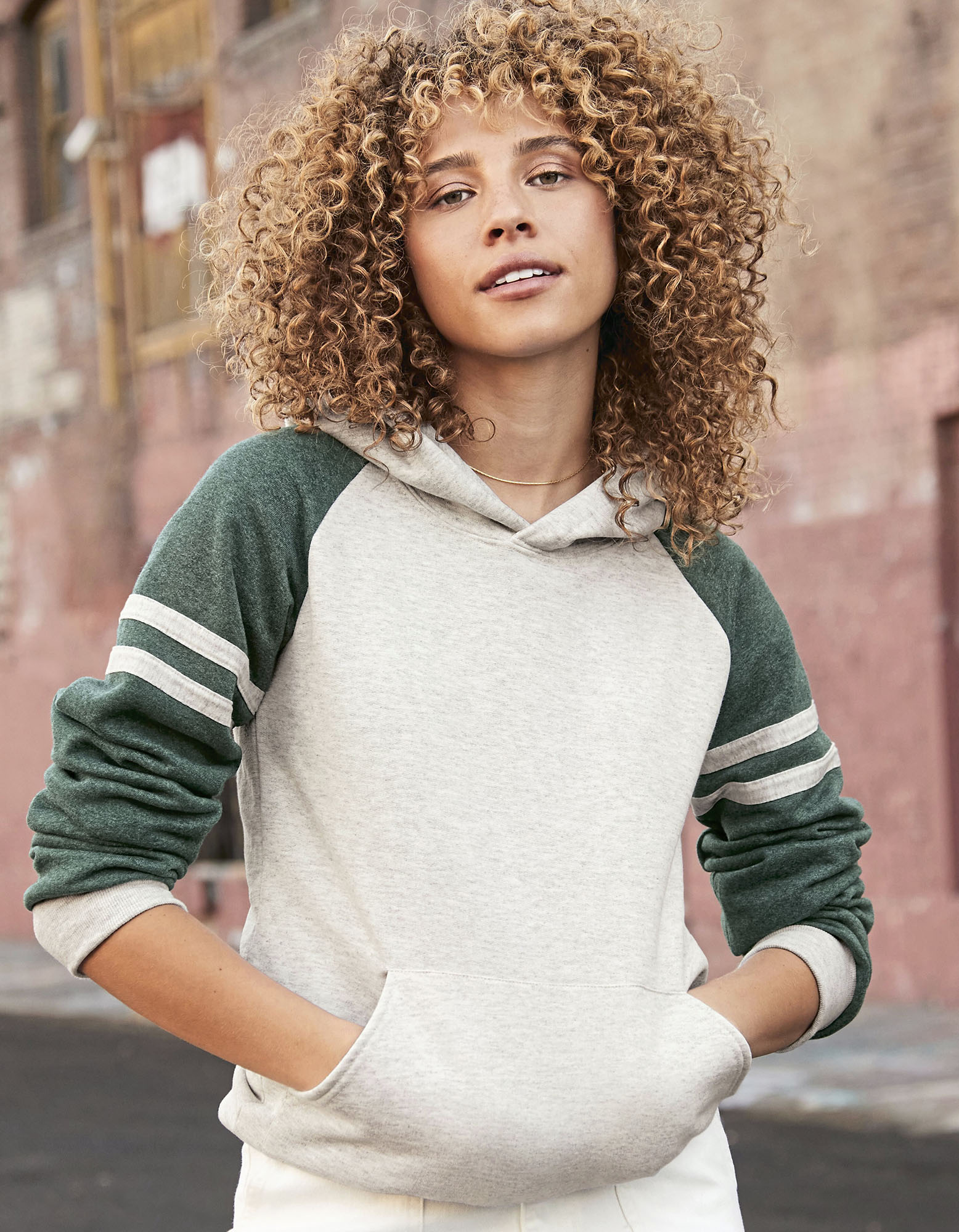 Jerzees 0S97CR0 NuBlend Varsity Colour-Block Hooded Sweatshirt JZ97CR0