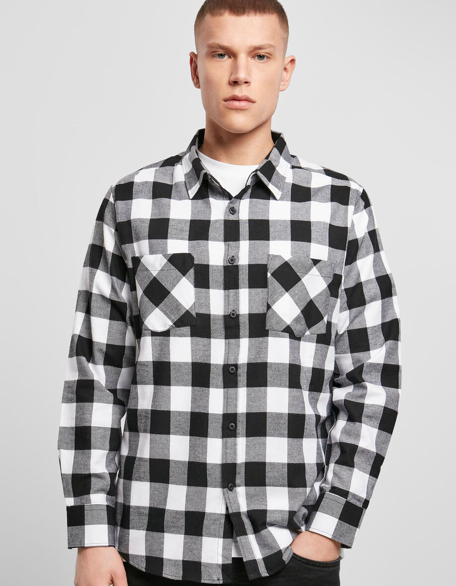 Build Your Brand BY031 Build your Brand Checked Flanell Shirt