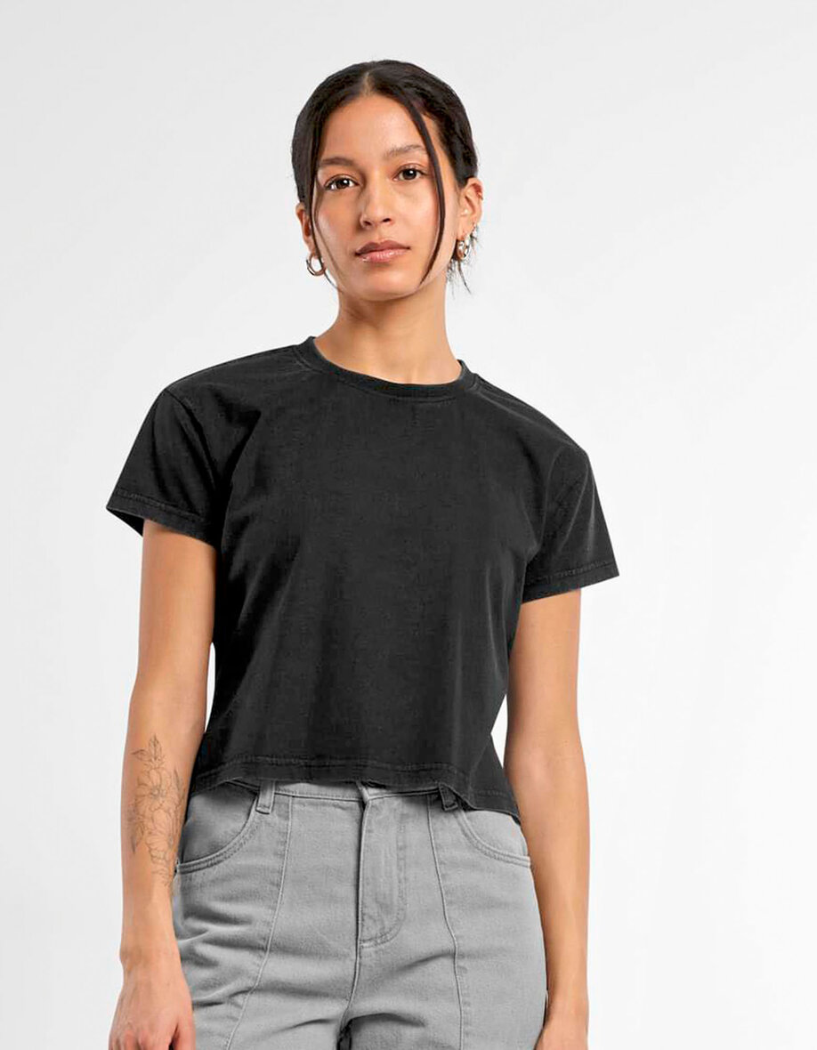 Build Your Brand BY305 Ladies Vintage Cropped Tee
