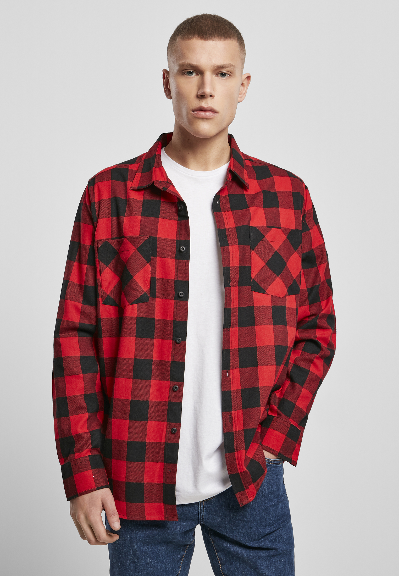 Build Your Brand BY031 Build your Brand Checked Flanell Shirt