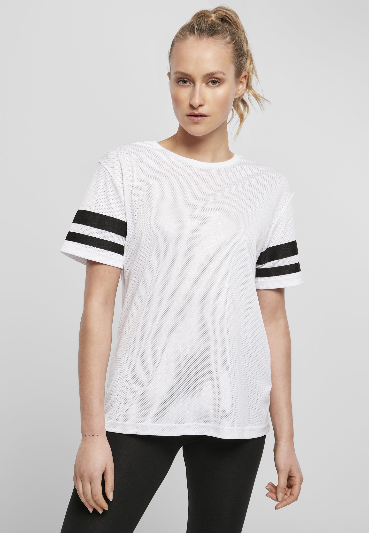 Build Your Brand BY033 Ladies Mesh Stripe Tee
