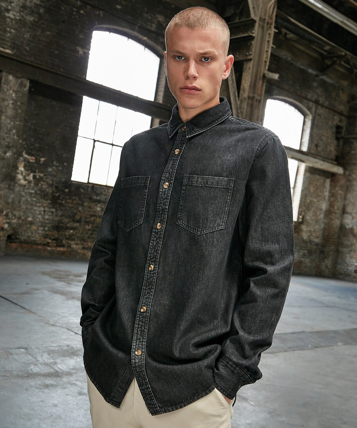 Build Your Brand BY152 Denim Shirt