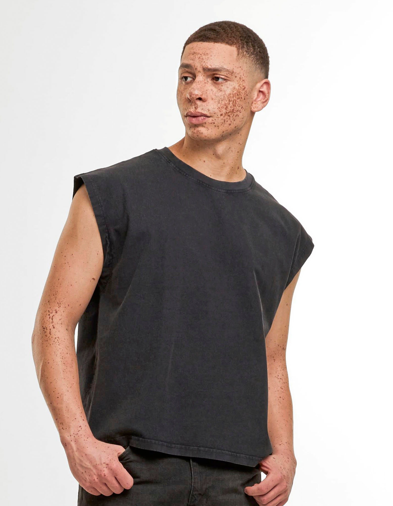 Build Your Brand BY436 Vintage Cropped Heavy Sleeveless Tee