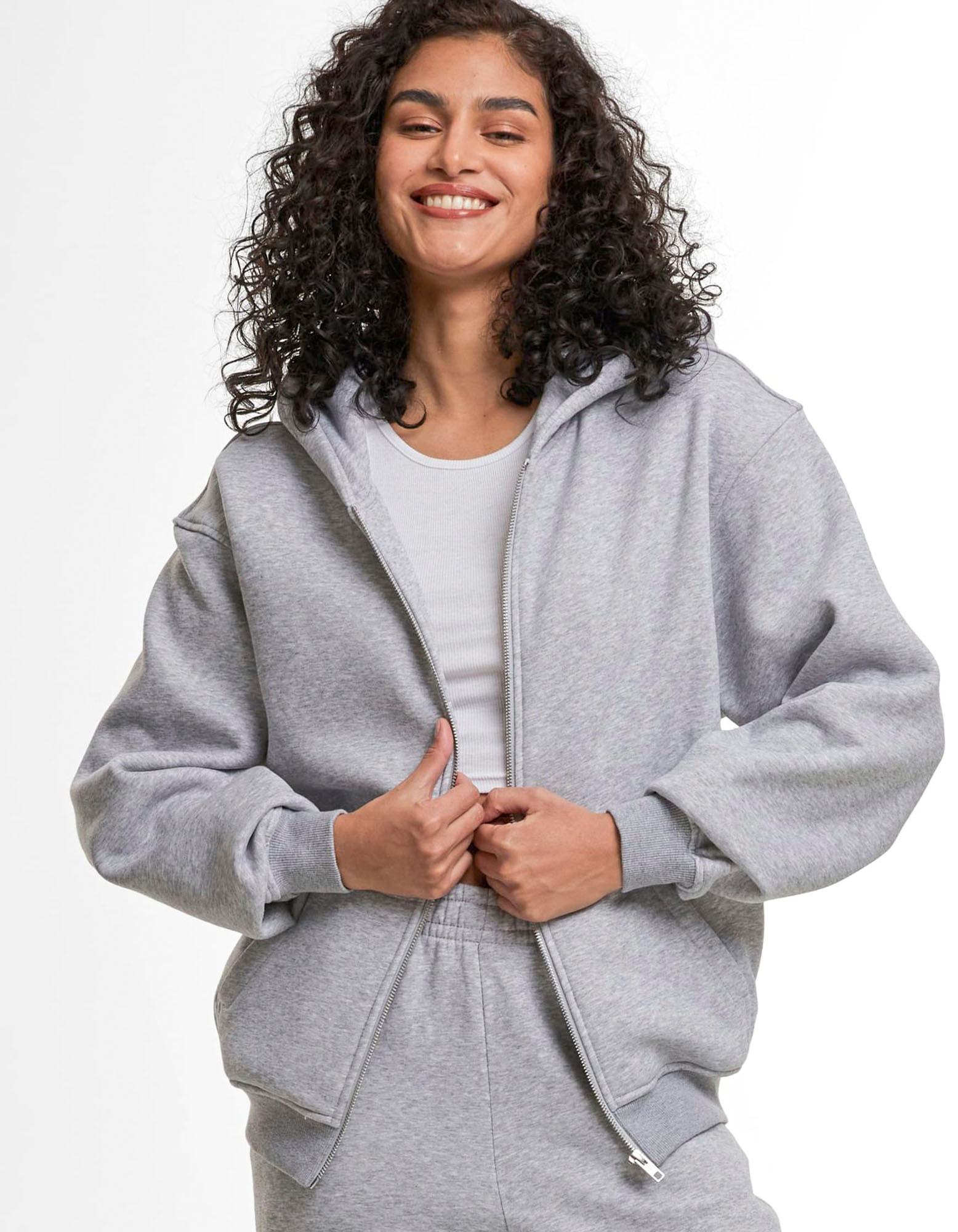 Build Your Brand BY445 Ladies Loose Fit Zip Hoody
