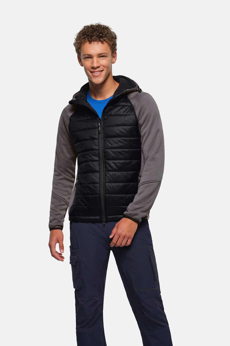 HAKRO 0865 Kapuzen-Hybridjacke Contrast besticken