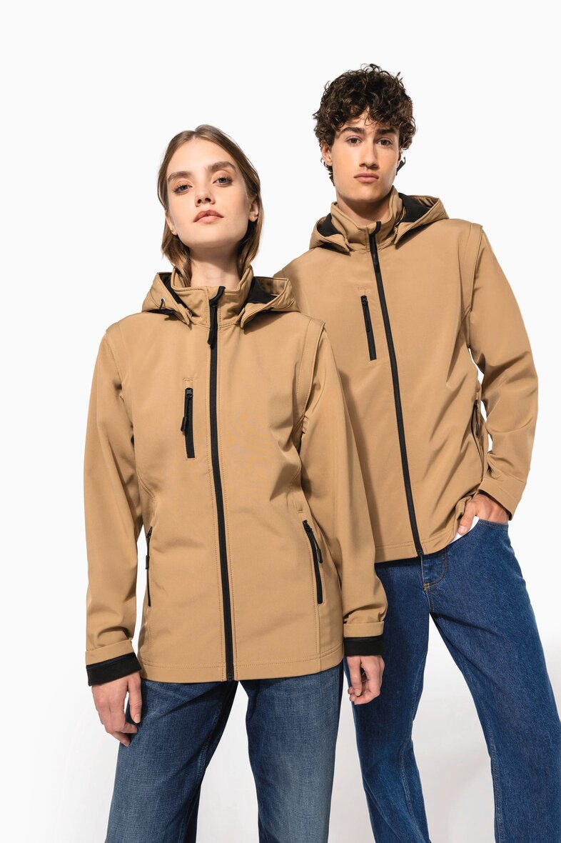 Kariban K422 3-lagige Unisex-Softshell-Jacke mit Kapuze und abnehmbaren Ärmeln