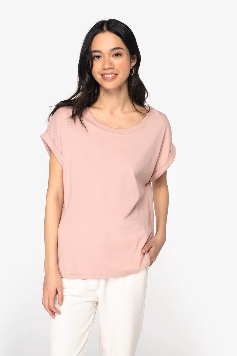 Native Spirit NS309 Umweltfreundliches Damen-T-Shirt mit Reversärmeln