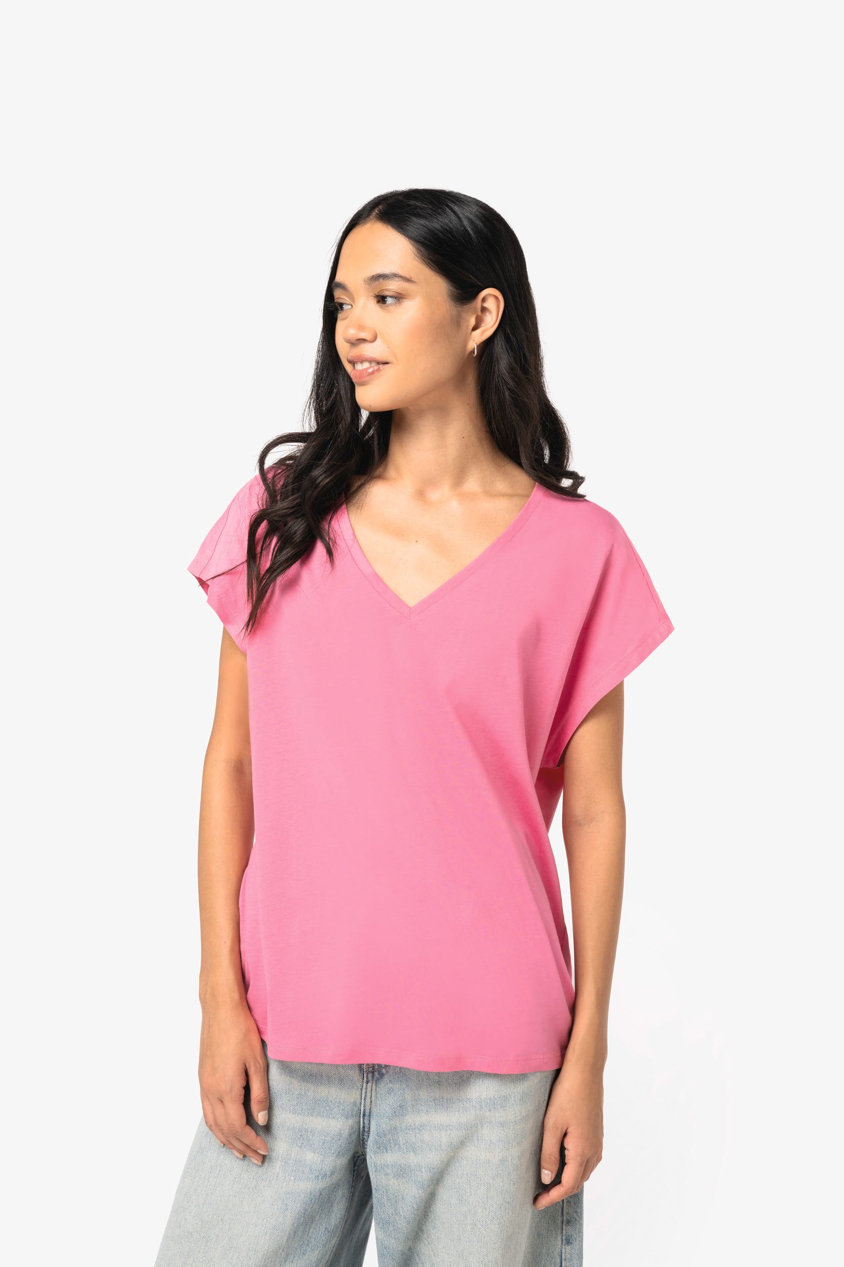 Native Spirit NS312 Umweltfreundliches Loose Damen-T-Shirt mit V-Ausschnitt