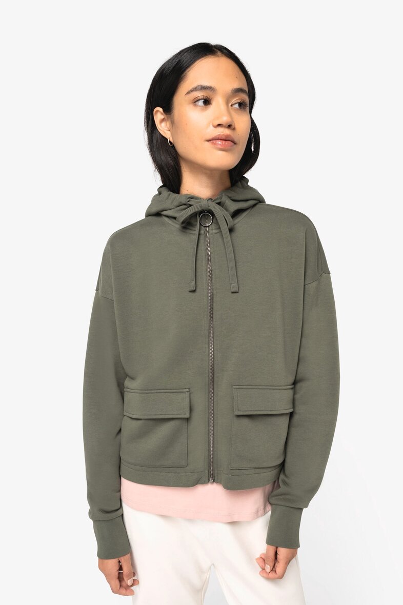 Native Spirit NS409 Umweltfreundliches Damen-Kapuzensweatshirt aus French Terry mit Reißverschluss