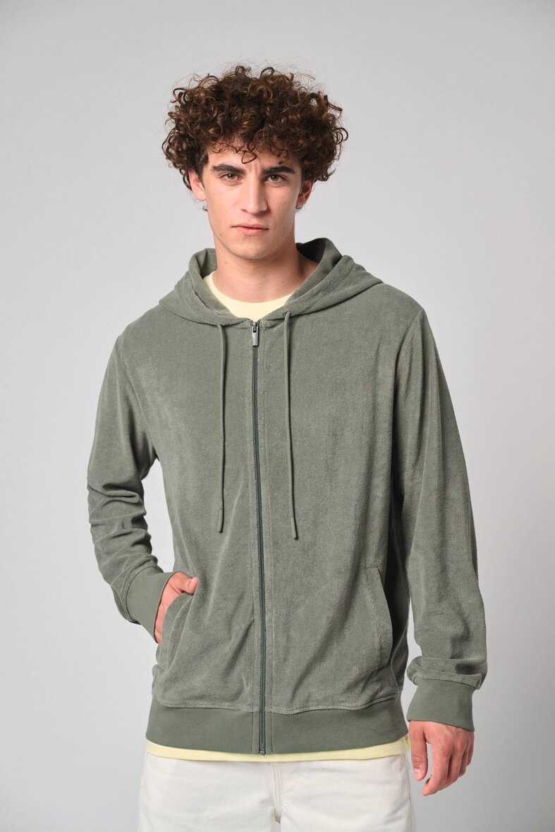 Native Spirit NS419 Umweltfreundliches Kapuzensweatshirt aus Frottee mit Reißverschluss für Herren