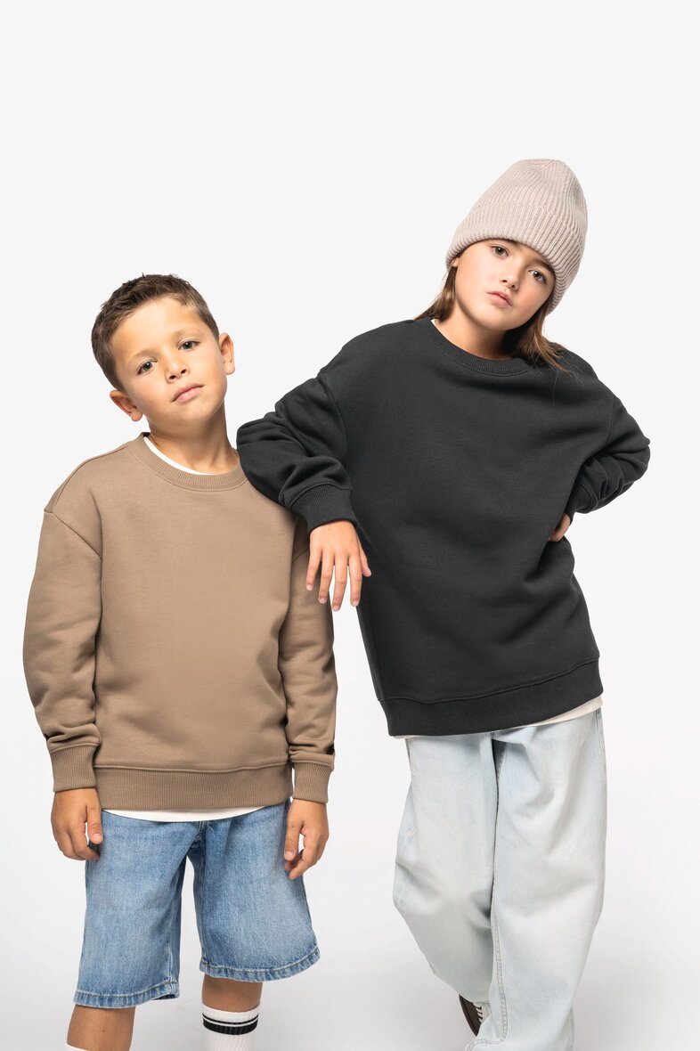 Native Spirit NS437 Umweltfreundliches Oversize Sweatshirt mit Rundhalsausschnitt für Kinder