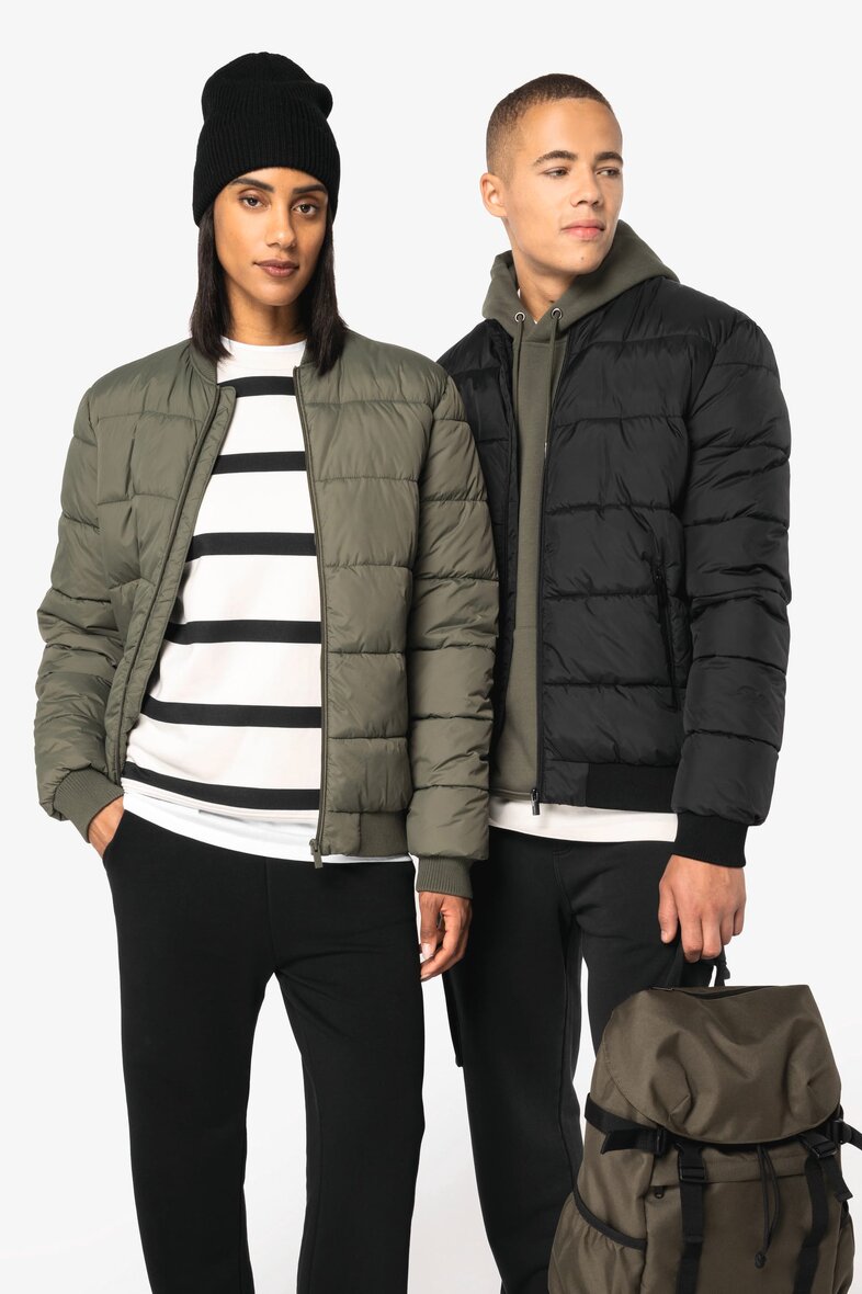 Native Spirit NS613 Umweltfreundliche Unisex-Steppjacke mit Teddykragen