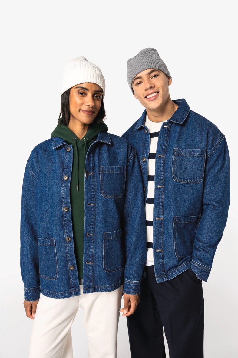 Native Spirit NS614 Umweltfreundliche Unisex-Jeansjacke mit überschnittenen Schultern