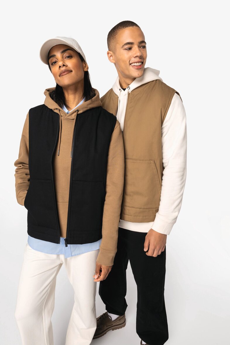 Native Spirit NS623 Umweltfreundlicher Gesteppte Unisex-Twill-Bodywarmer mit Teddykragen