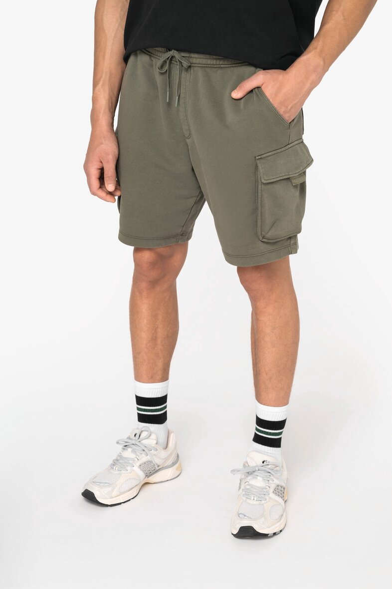 Native Spirit NS717 Umweltfreundliche ausgewaschene French Terry Cargo-Shorts für Herren