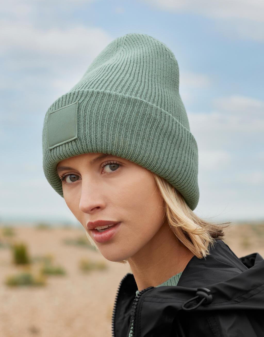 Beechfield B336R Deep Cuffed Tonal Patch Beanie besticken & bedrucken lassen