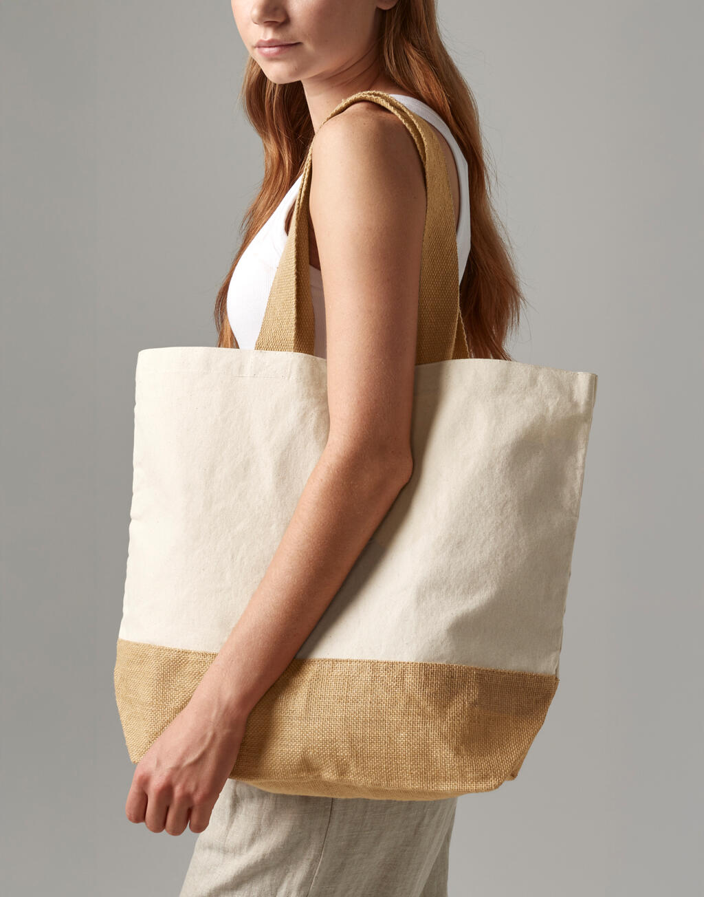 Westford Mill W451 Jute Base Canvas Tote