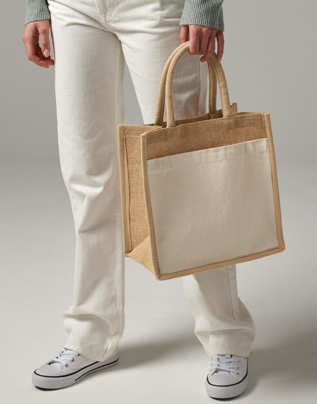 Westford Mill W483 Cotton Pocket Natural Starched Jute Midi Tote